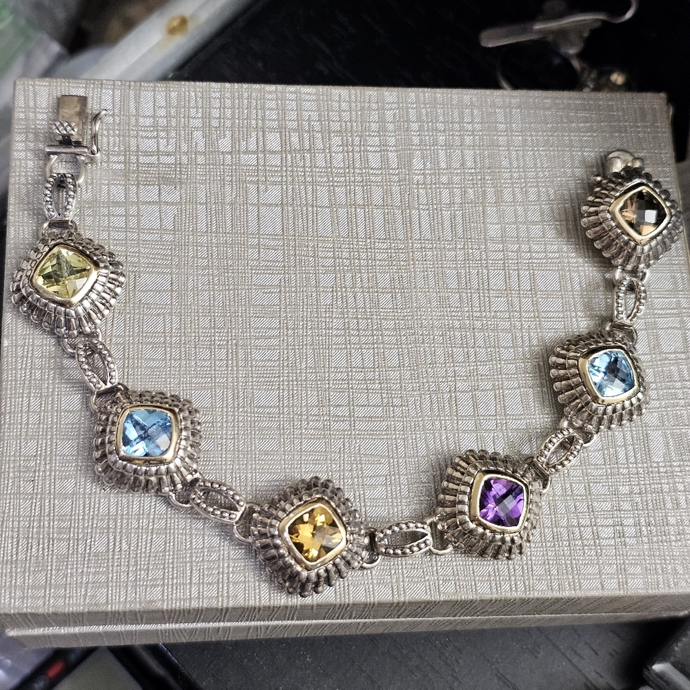 14k & 925 genuine gemstone bracelet